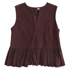 R/R STUDIO Burgundy Suede Peplum Top